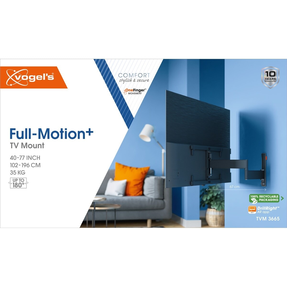 Suporte de Parede Giratório até 180º Vogel's TVM 3665 para TV OLED de 42" a 77" até 35 kg Preto-3