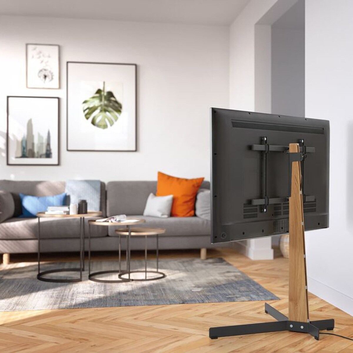 Suporte de Pé Giratório Vogel's TVS 3695 para TV de 40" a 77" até 50 kg Madeira/Preto-3