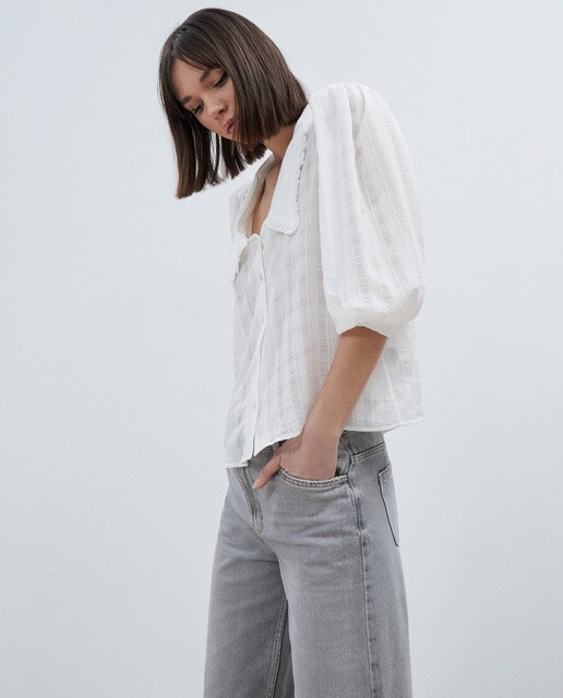 Blusa de mujer con manga francesa en blanco · Fórmula Joven · El Corte  Inglés