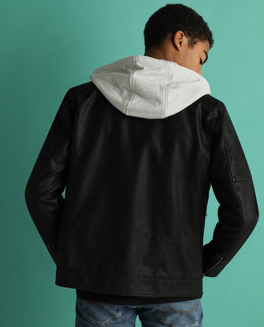 Cazadora biker de hombre negro con capucha · Green Coast · El Corte Inglés