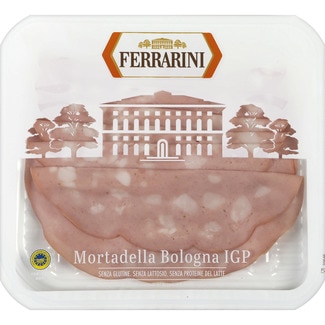mortadela italiana en lonchas IGP Bolonia envase 120 g sin gluten sin lactosa - Ferrarini