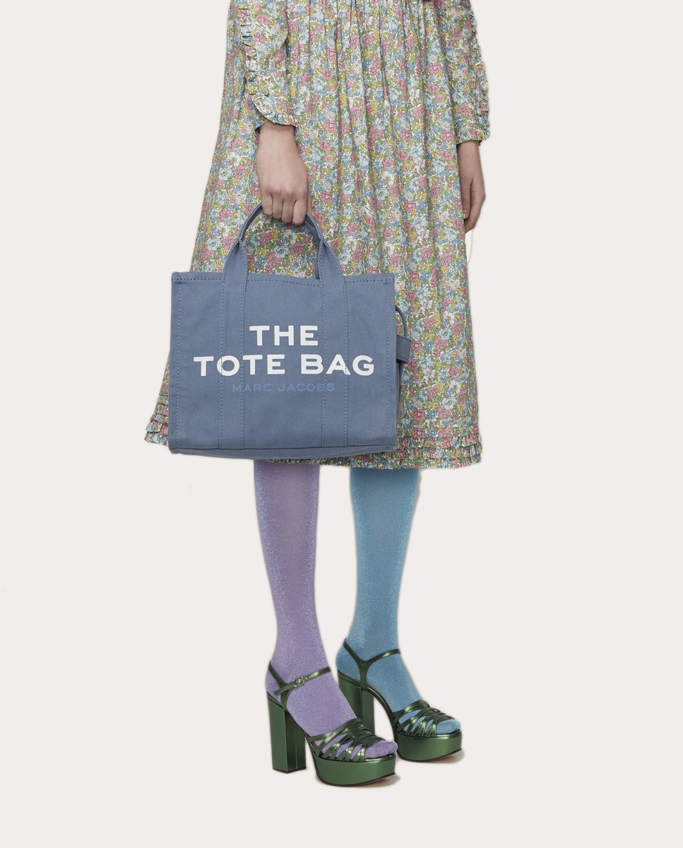 Mala Shopper Tipo Tote Small de Tecido Azul-8