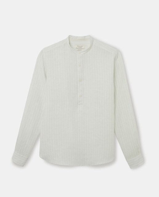 Camisa polera de lino verde de hombre regular de rayas · Emidio Tucci · El  Corte Inglés