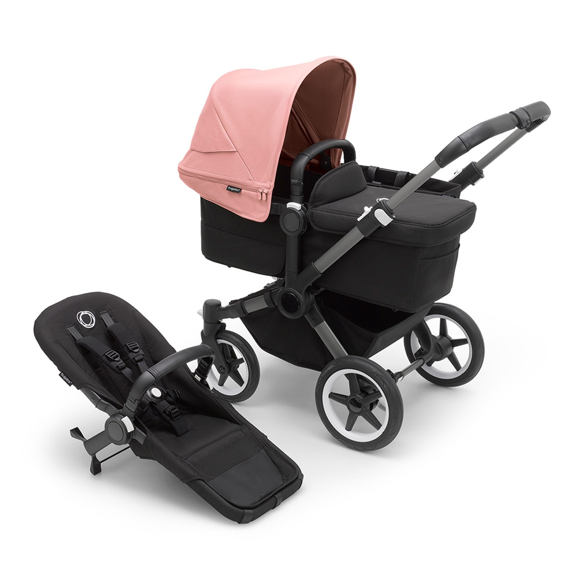 Carro de bebé Bugaboo Donkey 5 Mono Mix Match con capota gris/negro/rosa amanecer Rosa-1