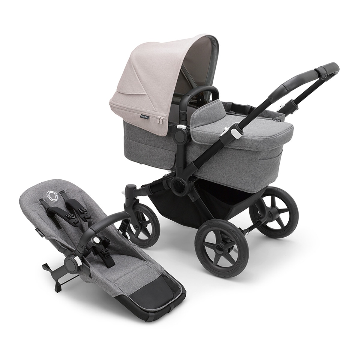 Carro de bebé Bugaboo Donkey 5 Mono Mix Match con capota negro/gris/blanco niebla Negro / Gris / Blanco-1