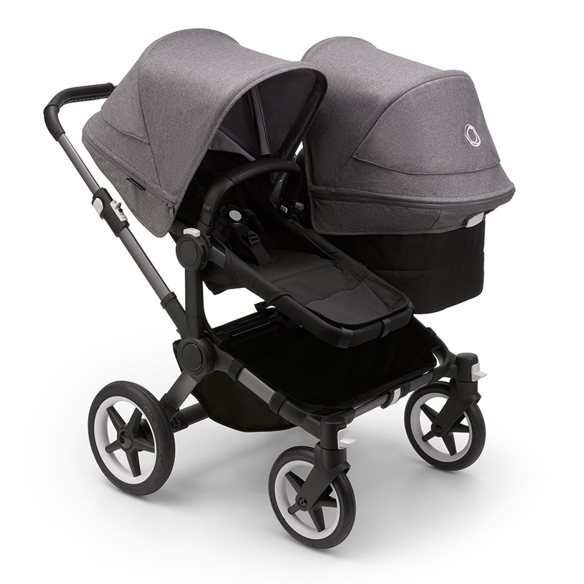 Carro de bebé Bugaboo Donkey 5 Duo Mix Match con capota y pack de extensión gris/negro Gris / Negro-1