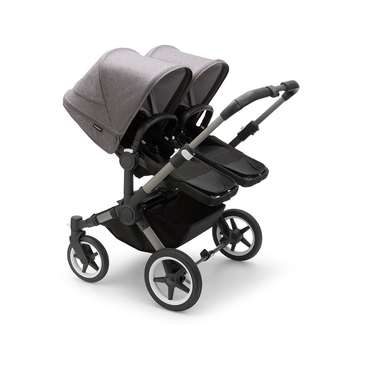 Carrinho de passeio Donkey 5 Twin Mix Match com capota, pack de extensão e capa de alcofa grafite/preto/cinzento melange/preto meia-noite Cinzento / Preto-2