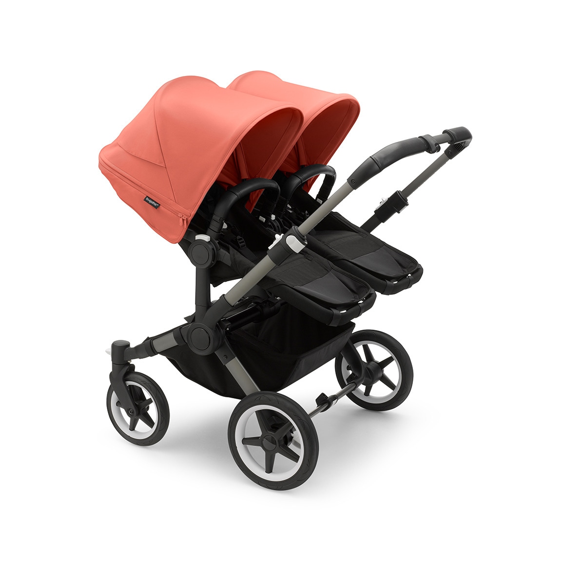 Carrinho de passeio Donkey 5 Twin Mix Match com capota, pack de extensão e capa de alcofa grafite/preto/vermelho amanhecer/preto meia-noite Vermelho-2