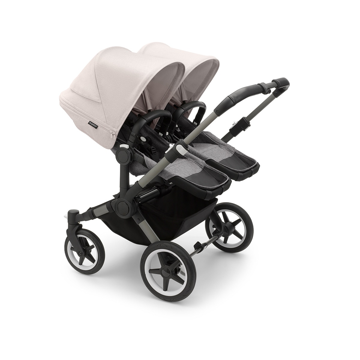 Carro de bebé Bugaboo Donkey 5 Twin Mix Match con capota, pack de extensión y funda de capazo grafito/gris/blanco niebla/gris melange Blanco-2