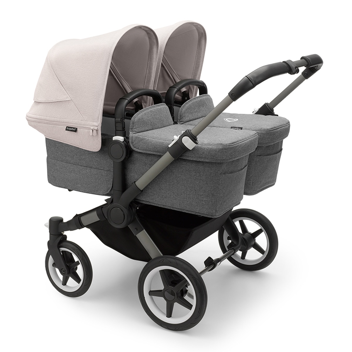 Carro de bebé Bugaboo Donkey 5 Twin Mix Match con capota, pack de extensión y funda de capazo grafito/gris/blanco niebla/gris melange Blanco-1