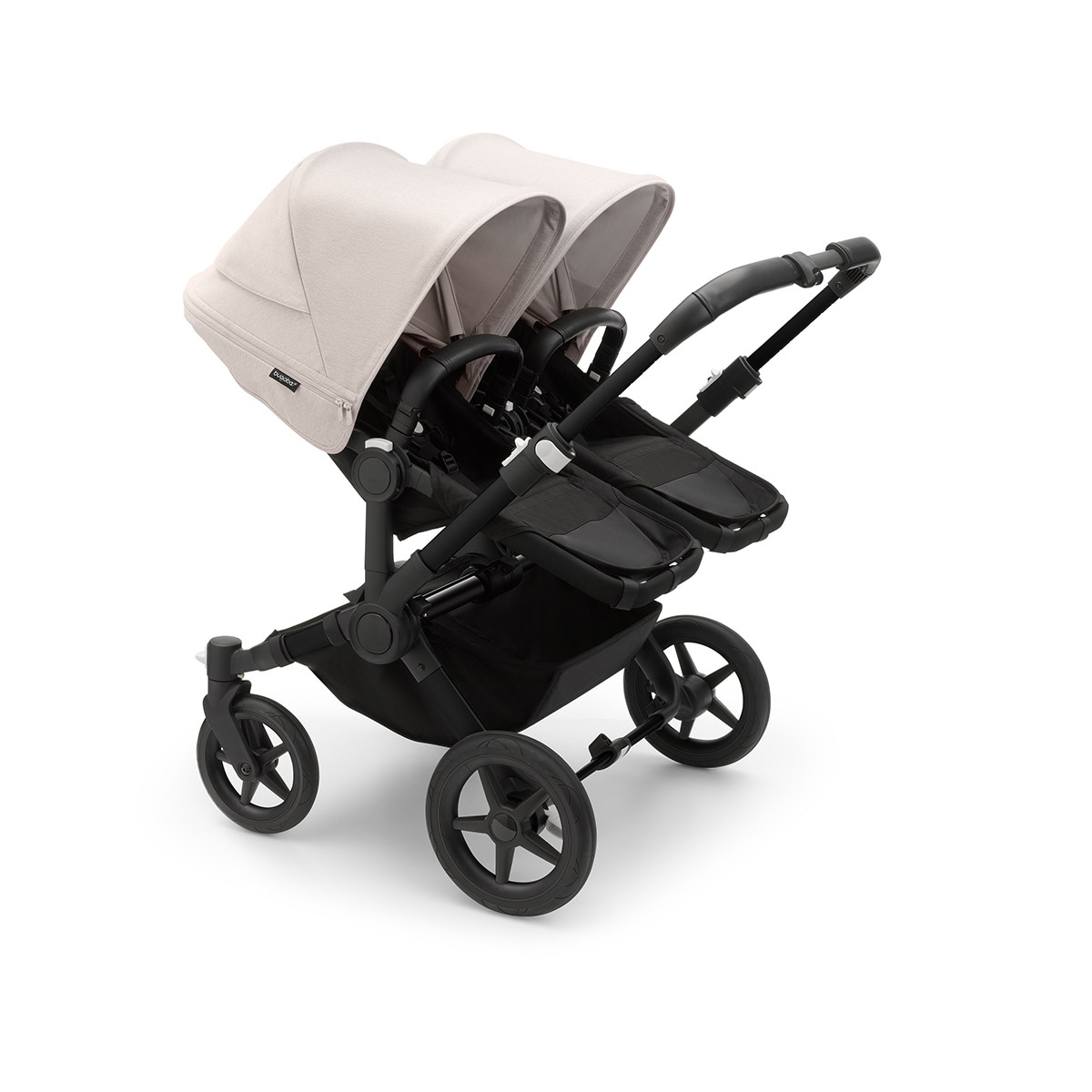 Carro de bebé Bugaboo Donkey 5 Twin Mix Match con capota, pack de extensión y funda de capazo negro/blanco niebla/negro medianoche Blanco-2