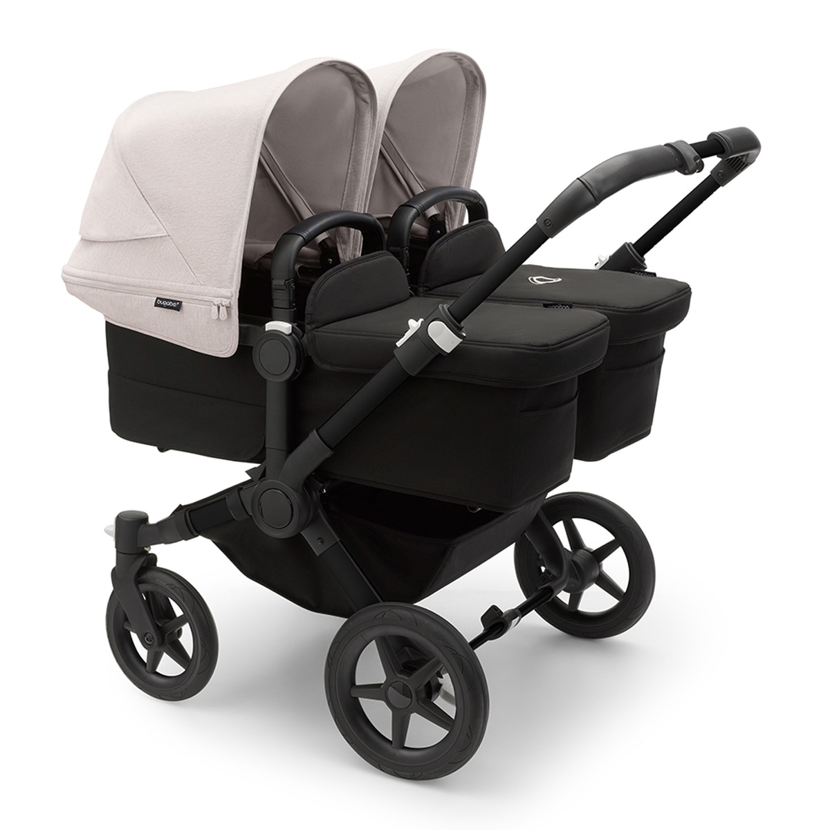 Carro de bebé Bugaboo Donkey 5 Twin Mix Match con capota, pack de extensión y funda de capazo negro/blanco niebla/negro medianoche Blanco-1