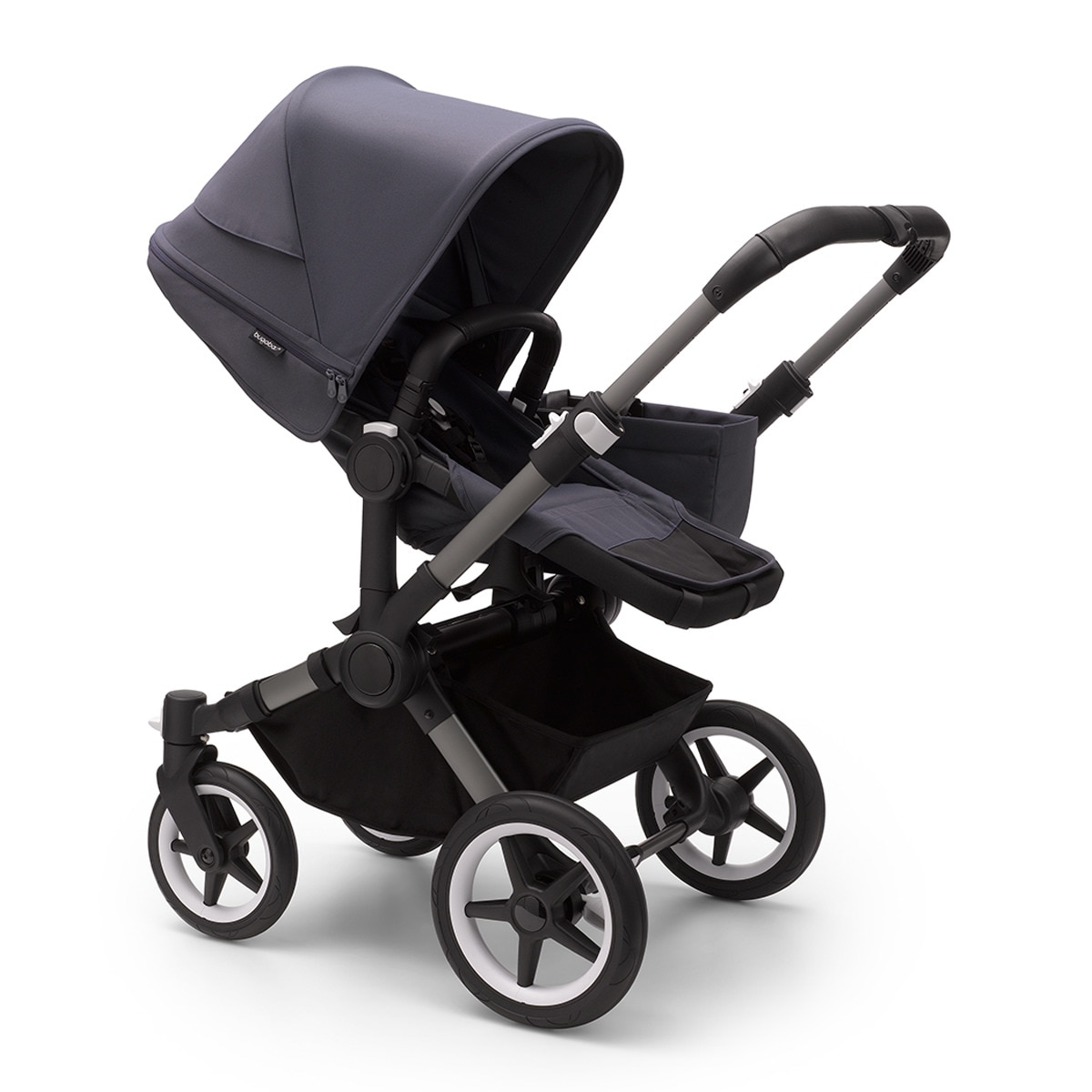 Carro de bebé Bugaboo Donkey 5 Twin completo con pack de extensión y funda de capazo gris grafito/ azul tormenta Gris / Azul-3