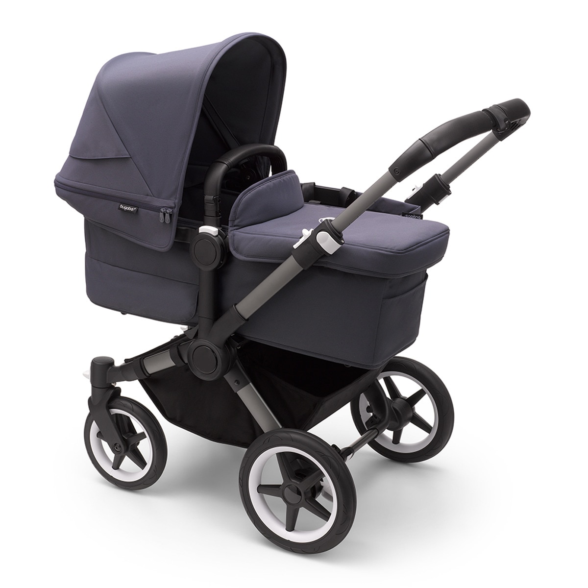 Carro de bebé Bugaboo Donkey 5 Twin completo con pack de extensión y funda de capazo gris grafito/ azul tormenta Gris / Azul-2