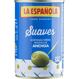 aceitunas rellenas de anchoa suaves 35% menos de sal lata 150 g neto escurrido - La Española