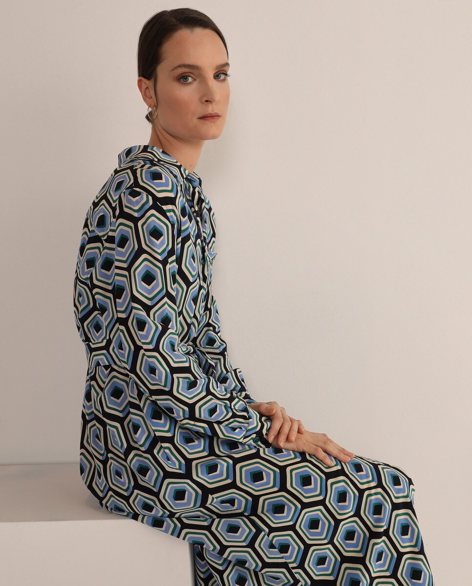 Vestido midi camisero estampado geométrico · Woman El Corte Inglés · El Corte  Inglés