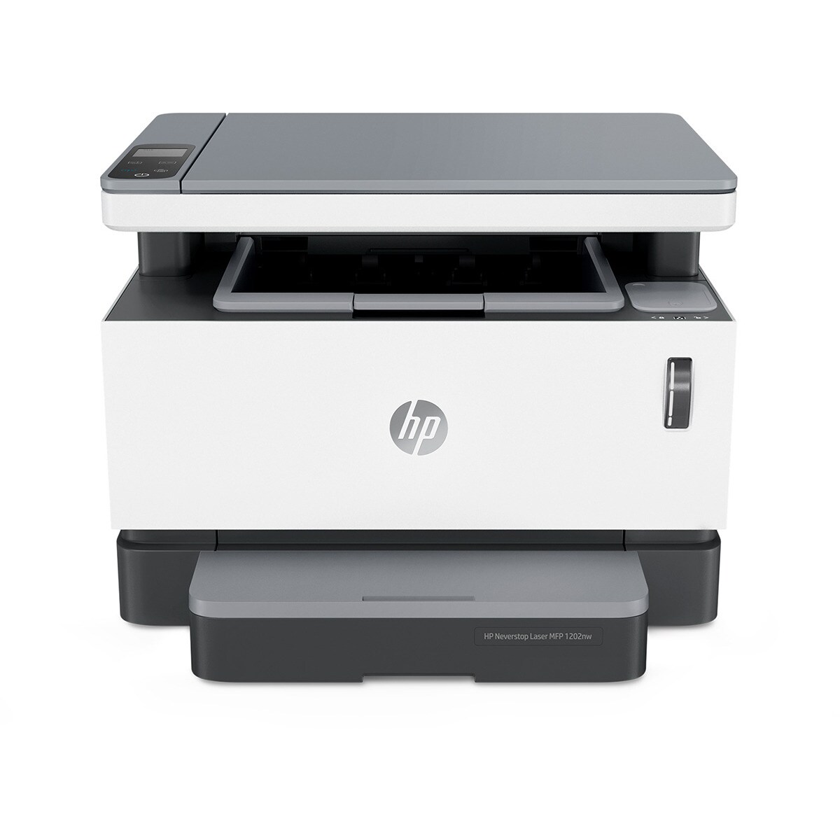 Impresora multifunción láser monocromo HP Neverstop 1202nw, Wi-Fi, copia, escanea (Reacondicionado grado C) Blanco / Gris-1