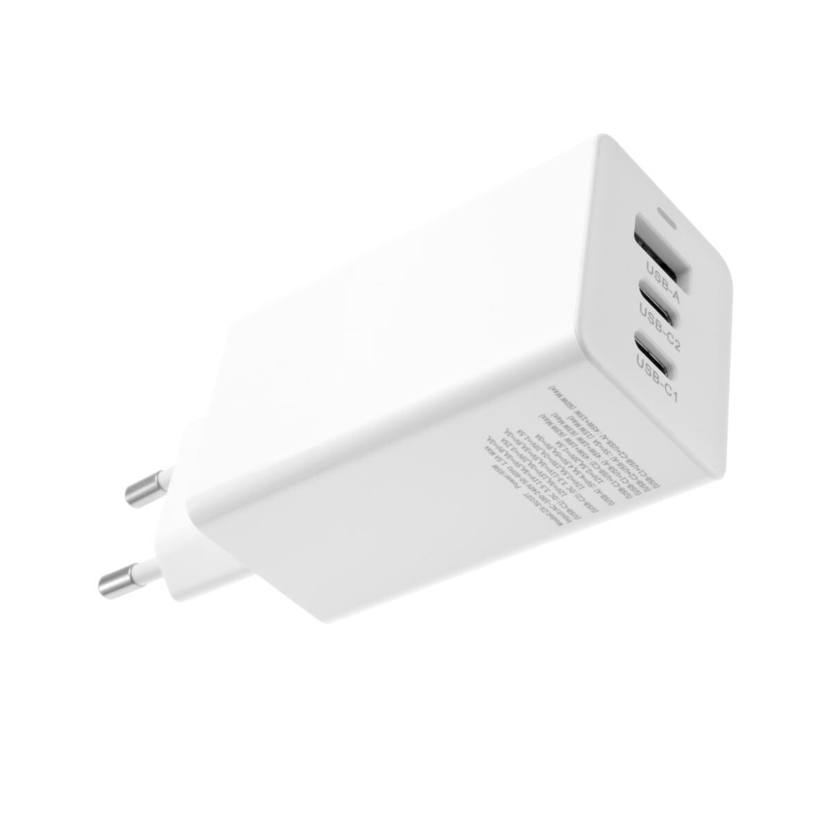 Carregador Viagem FIXED 65w GaN 2xUSB-C+USB - Branco 2