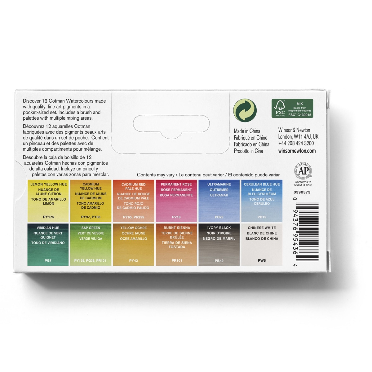 Set 12 Pastillas Acuarelas Medias de Bolsillo Winsor & Newton Multicolor 4
