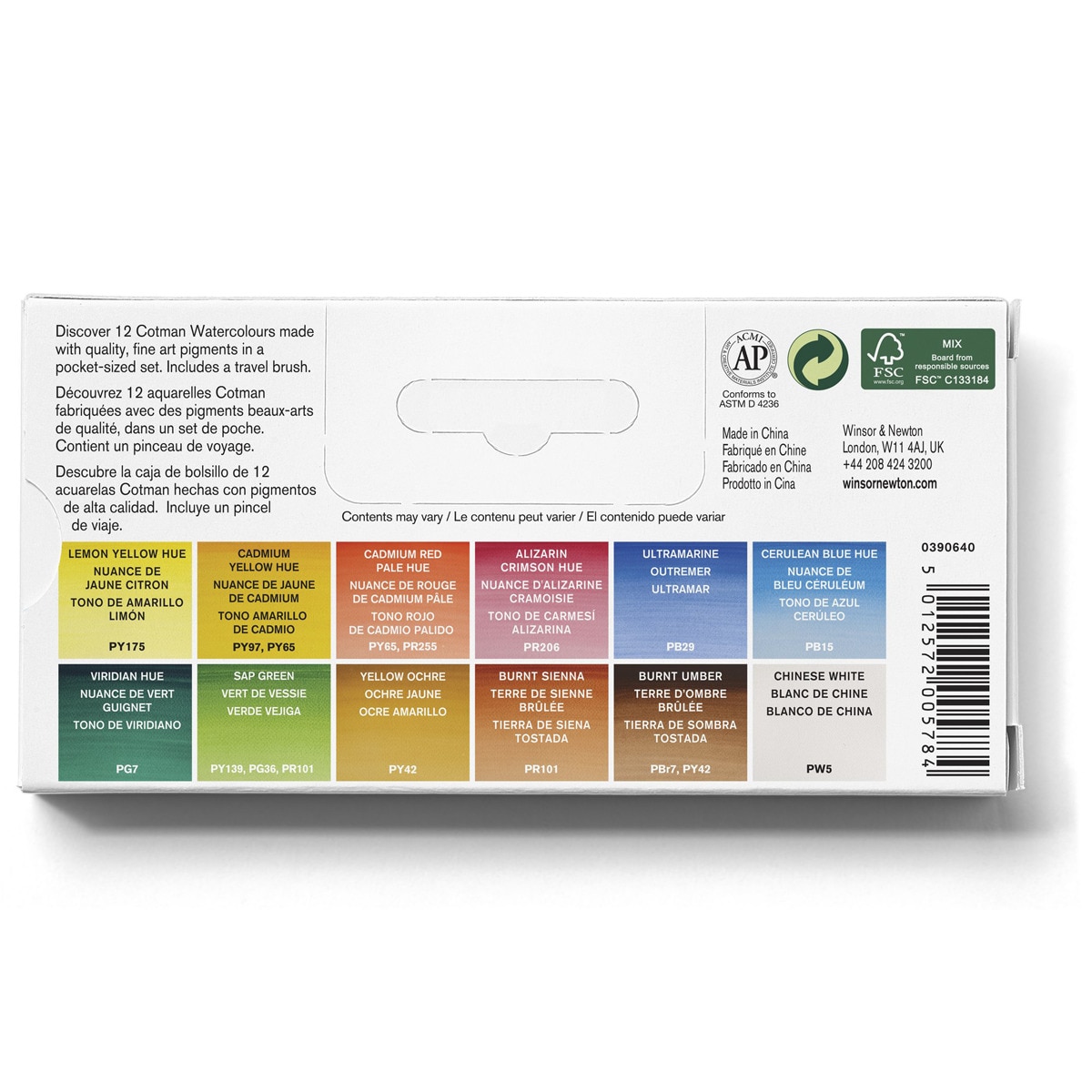 Caja de 12 Medio Godets de Acuarela Esbozo Cotman Winsor & Newton Azul Azul-2