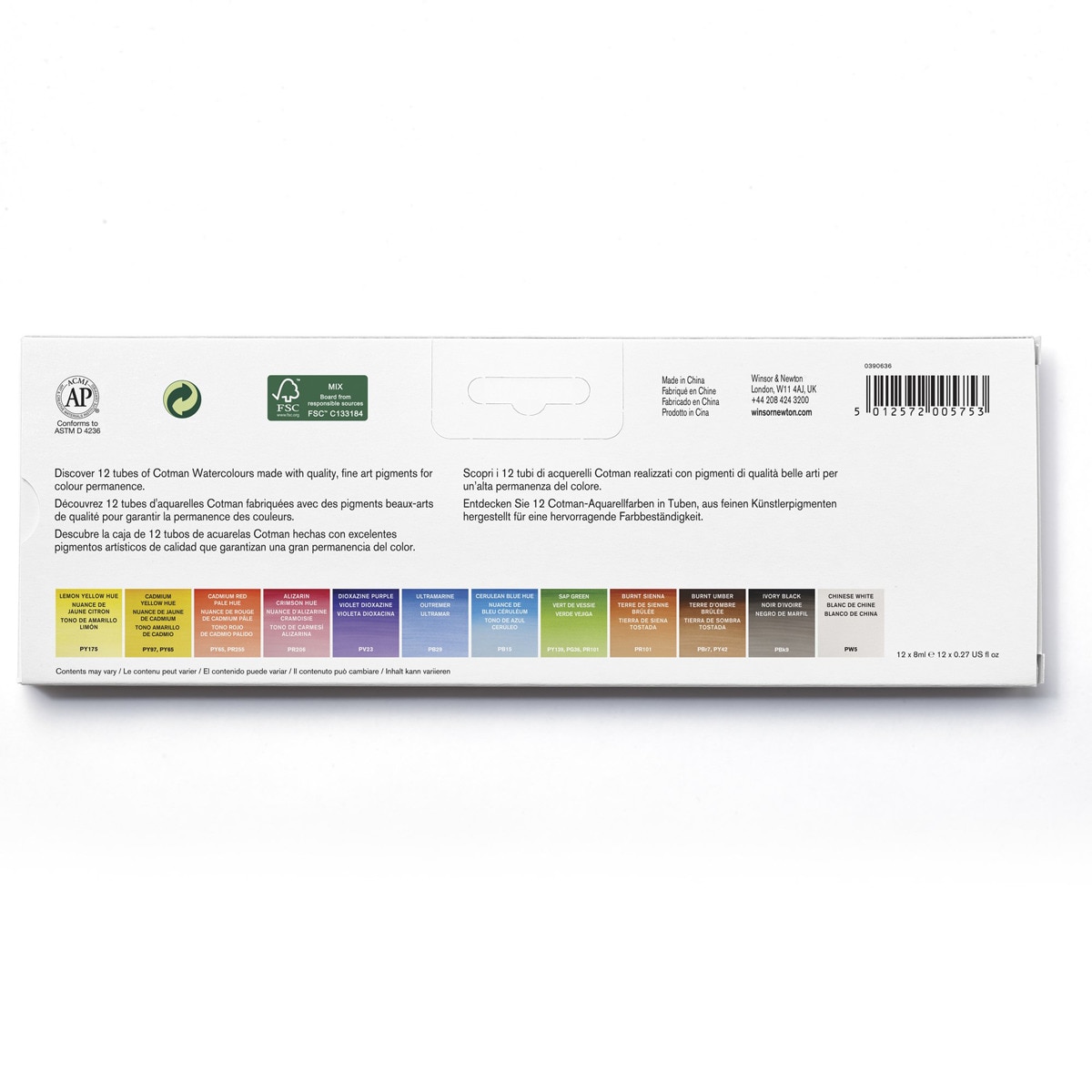 Set de 12 Tubos de Pintura para Acuarela Cotman Winsor & Newton 4