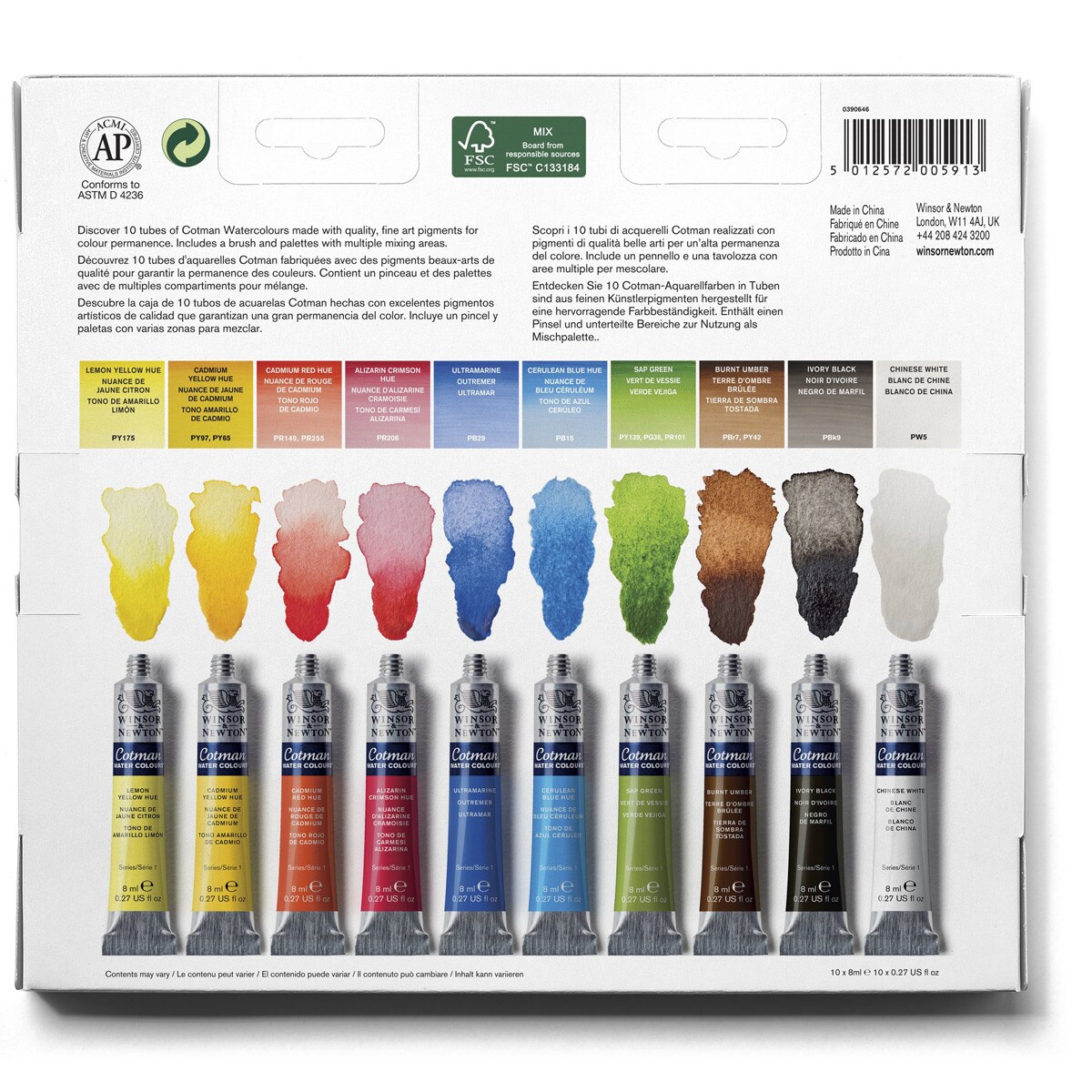 Set de 10 Tubos de Acuarela Cotman Winsor & Newton Multicolor 2