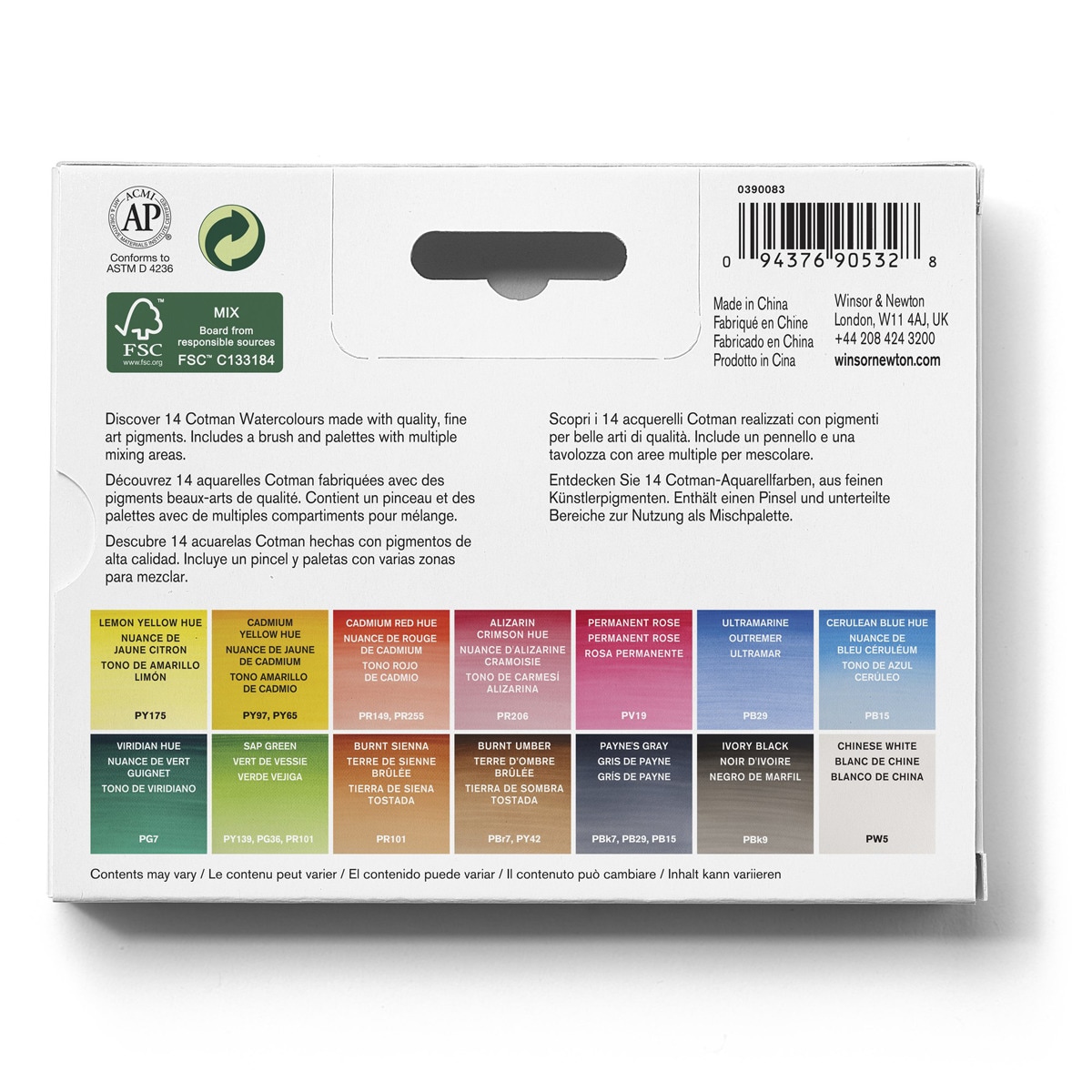 Caja Plástica Compacta de 14 Medio Godets de Acuarela Cotman Winsor & Newton Multicolor 4