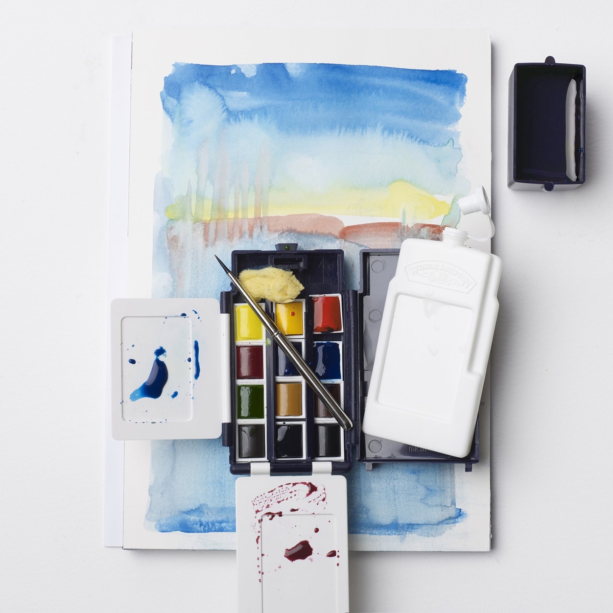 Set Acuarela Profesional Caja de Campo con  12 Medio Godets Winsor & Newton 4