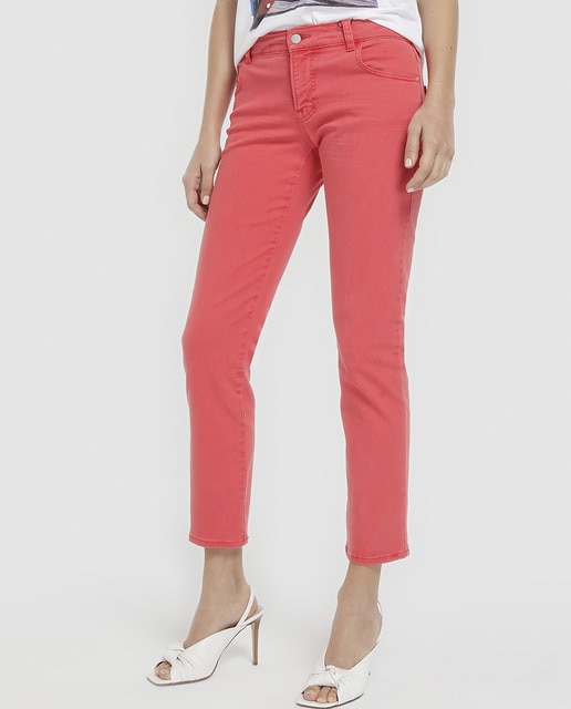 Imagen 0 de Vaquero cropped de mujer Emporio Armani en color rosa coral