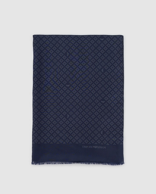 Imagen 0 de Fular Emporio Armani de seda azul marino microestampado