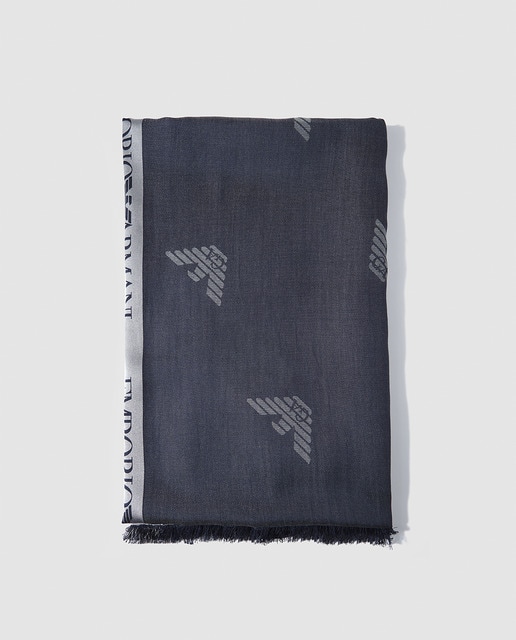 Imagen 0 de Fular Emporio Armani azul marino con logos