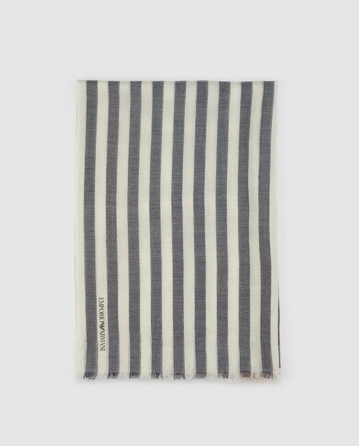 Imagen 0 de Fular Emporio Armani de lana natural con rayas