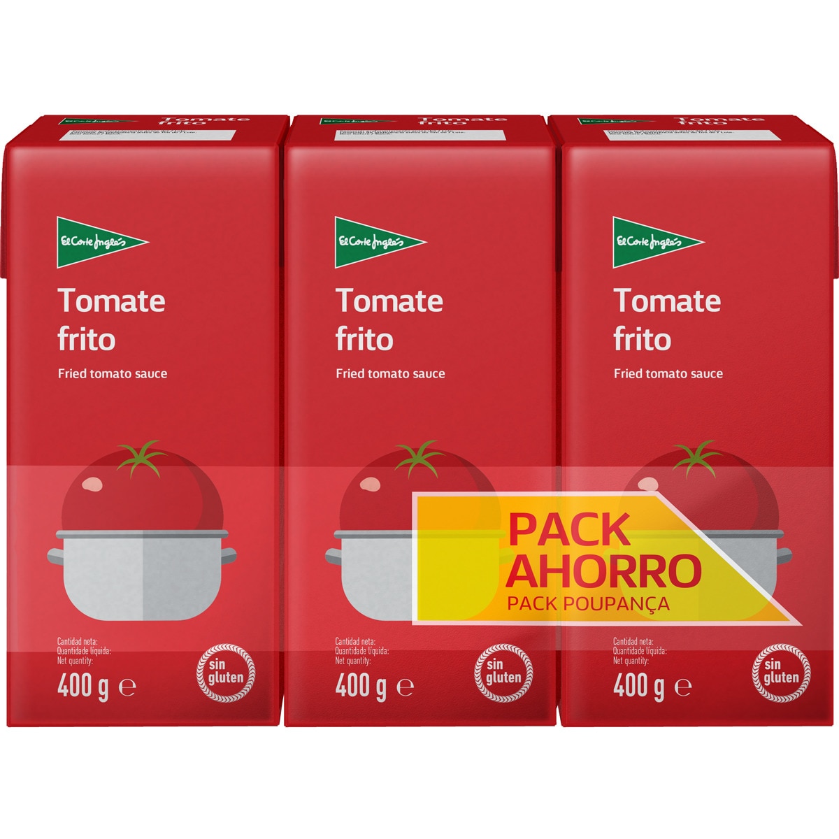 tomate frito sin gluten pack 3 envases 400 g