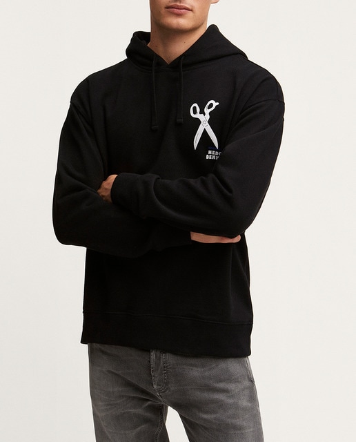 Imagen 0 de Sudadera HXD Scissor Box Hoody de hombre negro con cuello redondo