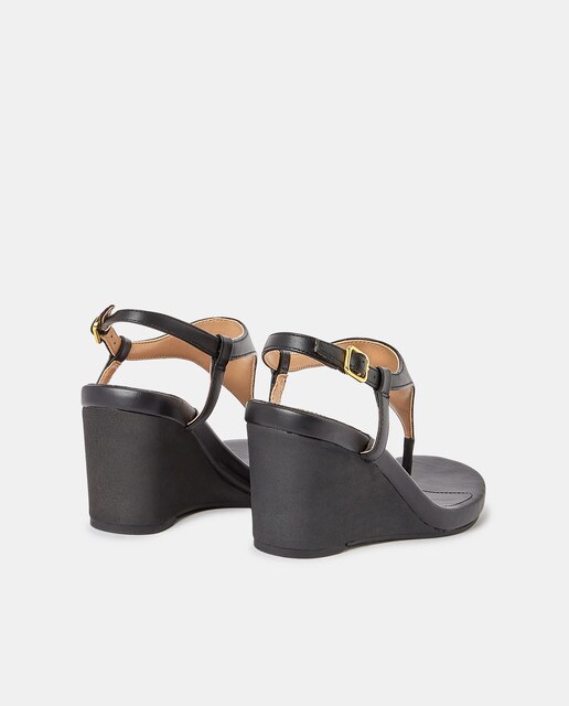 Sandalias de cuña de mujer en piel de color negro · Lauren Ralph Lauren ·  El Corte Inglés