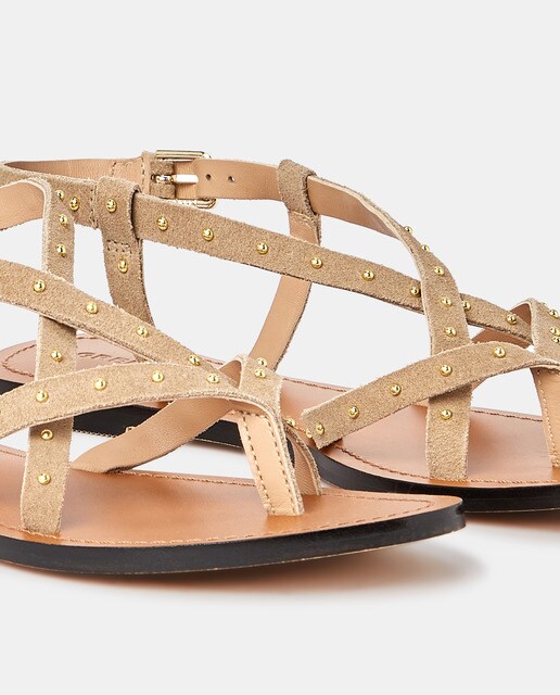 Sandalias de mujer en piel de color beige con tachuelas · Green Coast · El  Corte Inglés