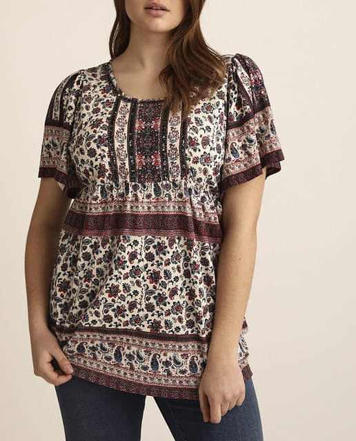 Imagen 0 de Camiseta estampada de mujer talla grande 100% algodón