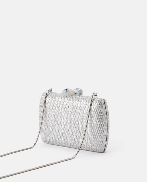 Clutch de fiesta de rafia de papel metalizada en plata · LT · El Corte  Inglés