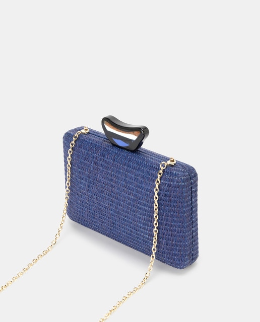Clutch de fiesta de rafia de papel en azul marino con asa de cadena · LT · El  Corte Inglés