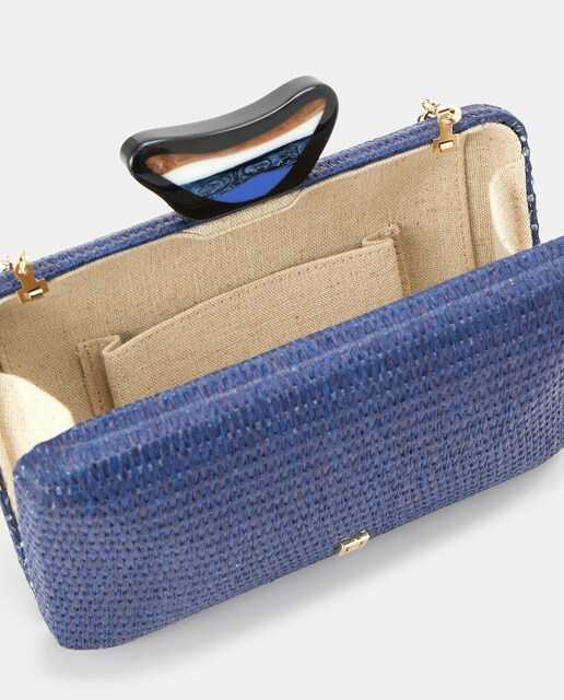 Clutch de fiesta de rafia de papel en azul marino con asa de cadena · LT · El  Corte Inglés