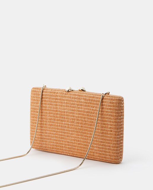 Clutch de fiesta grande de rafia de papel en nude con asa de cadena · LT · El  Corte Inglés