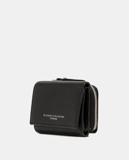 Cartera mini de piel en negro con solapa y monedero de cremallera · Gianni  Chiarini · El Corte Inglés