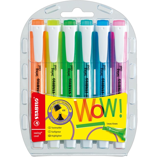 Imagen 0 de Estuche con 6 Marcadores Fluorescentes swing cool STABILO Multicolor