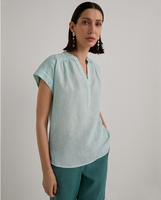 Blusa de mujer cuello mao liso 100%lino · Woman El Corte Inglés · El Corte  Inglés