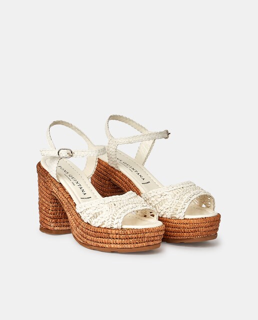 Sandalias de tacón en piel de color blanco · Pons Quintana · El Corte Inglés
