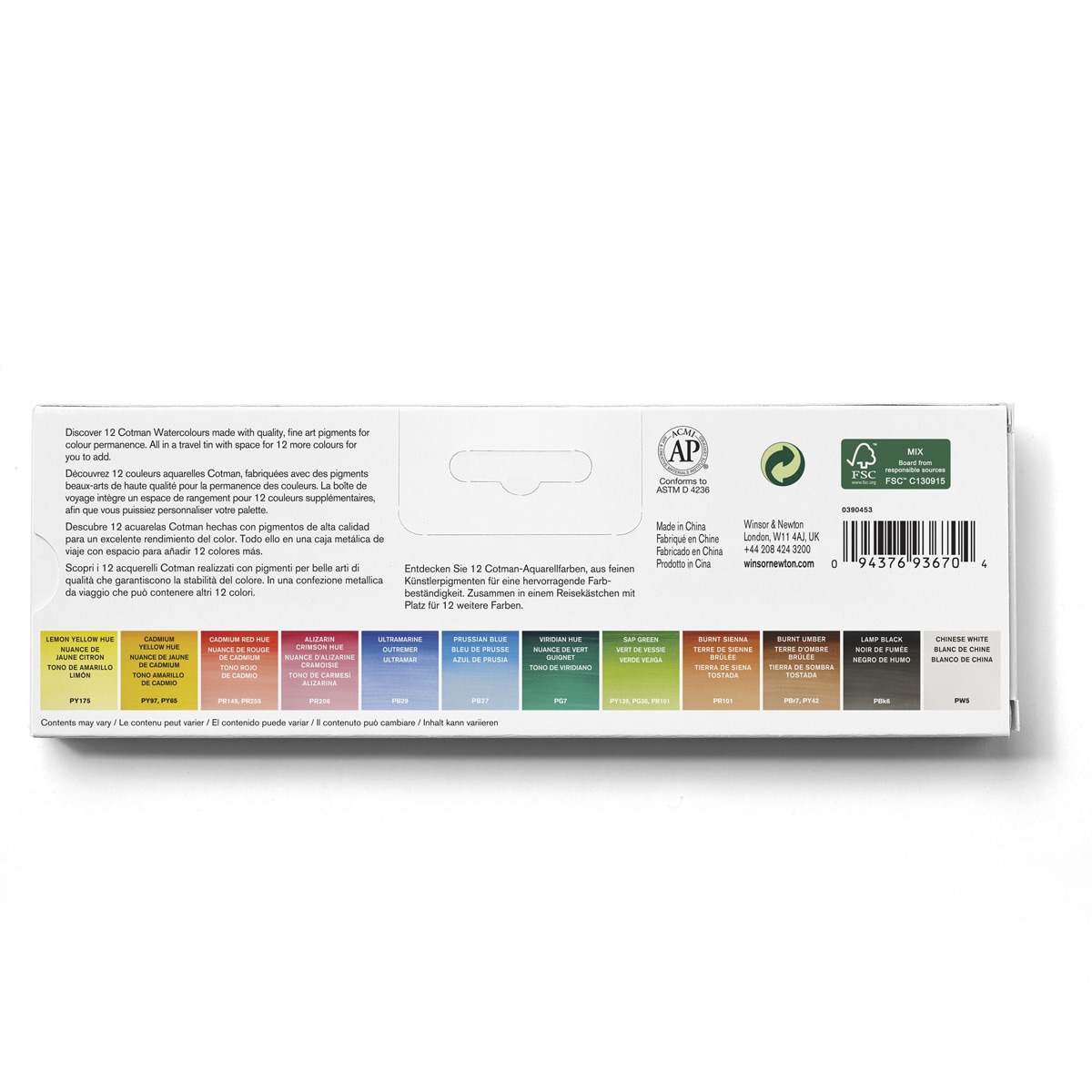 Set Acuarela Profesional Blue Box Caja Metálica 12 Medio Godets Winsor & Newton 4