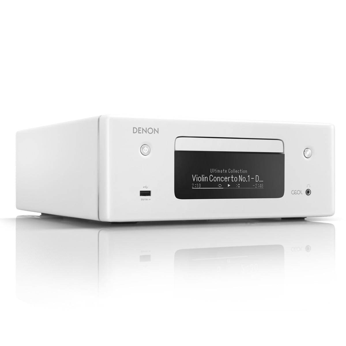 Reproductor CD Denon RCD-N10, con radio y conexión en red e Internet, blanco Blanco-3