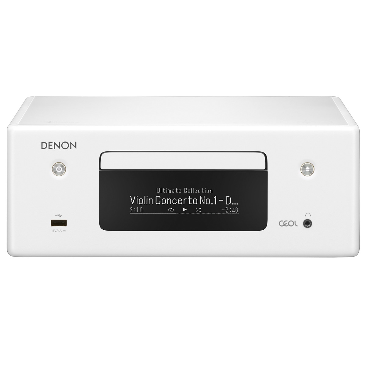 Reproductor CD Denon RCD-N10, con radio y conexión en red e Internet, blanco Blanco-1