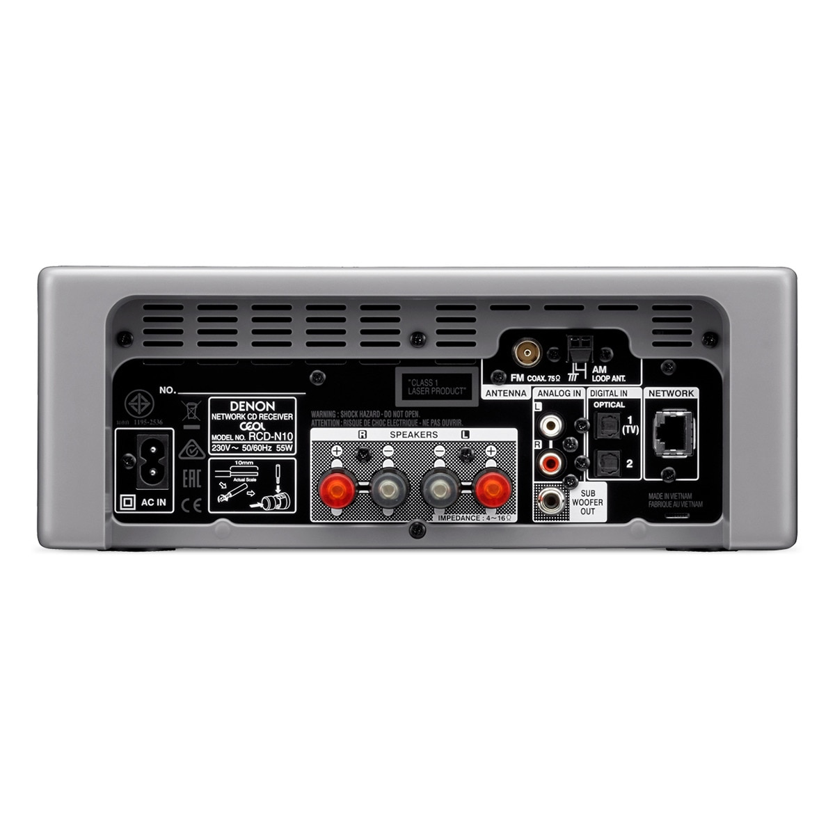 Reproductor CD Denon RCD-N10, con radio y conexión en red e Internet, gris Gris-2