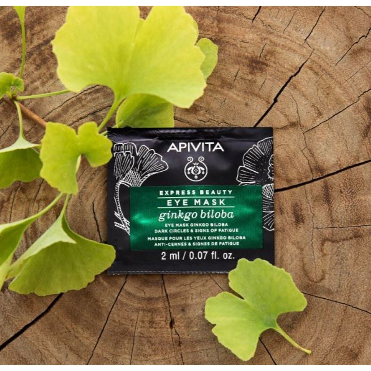 Máscara de olhos anti-papos & anti-olheiras com Ginkgo Express Beauty 2 x 2 ml Apivita 2